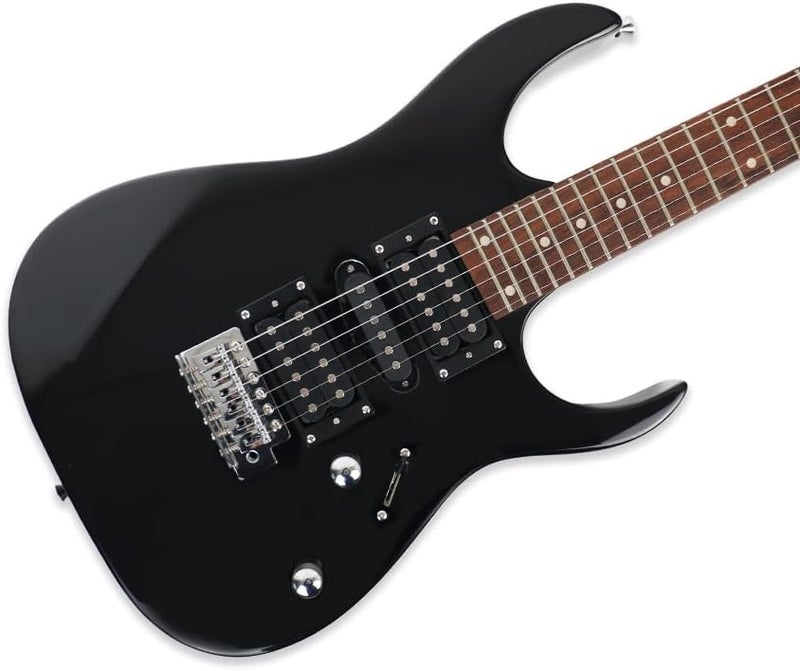 demusea electric guitar single tremolo black color 24frets HSH pickups dot inlay maple neck phoenix body 5ways toggle 1V 1T control portable practice for beginner starter or band player (YBNDOT-BK) - Image 1